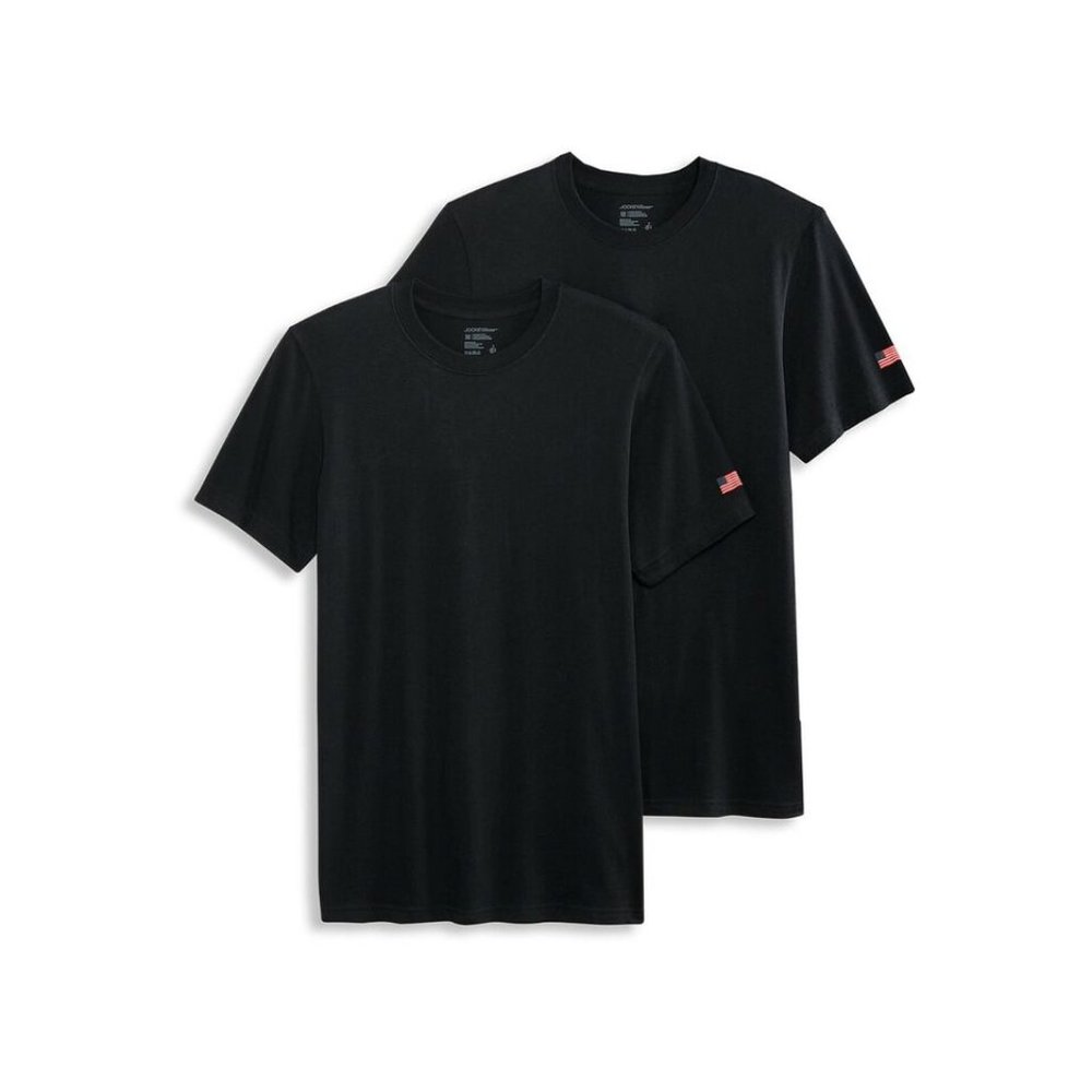 Jockey Made in USA 100% Cotton Short Sleeve Crew Neck T-shirt 2-pack Black New